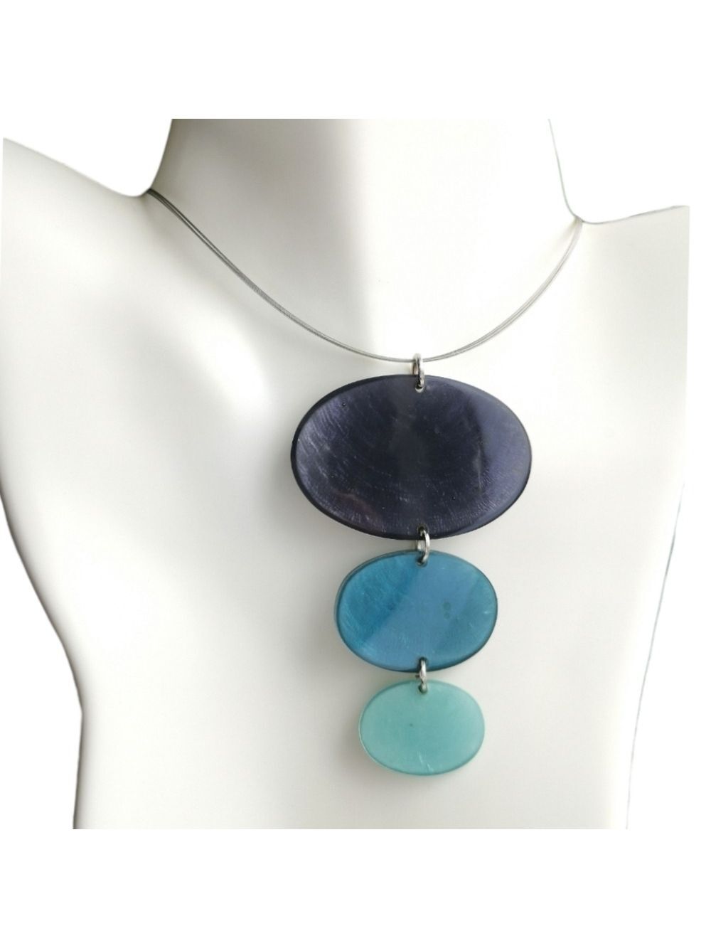Modernism Capiz Shell Blue Necklace